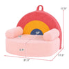 inQ Boutique - Red Kids Sofa, Soft Teddy Fleece Foam Couch with Carry Handle & Removable Machine-Washable Cover