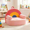 inQ Boutique - Red Kids Sofa, Soft Teddy Fleece Foam Couch with Carry Handle & Removable Machine-Washable Cover