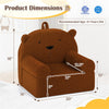 inQ Boutique - Bear-Shaped Kids Sofa, Teddy Fleece Foam Chair for Toddlers 3+, Portable Bear-Shaped Couch (Brown)