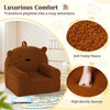 inQ Boutique - Bear-Shaped Kids Sofa, Teddy Fleece Foam Chair for Toddlers 3+, Portable Bear-Shaped Couch (Brown)