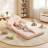 inQ Boutique - 2-in-1 Flip Open Kids Sofa Lounger, Teddy Fleece Toddler Couch with Carry Handle for Ages 3+ (Beige)