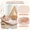 inQ Boutique - 2-in-1 Flip Open Kids Sofa Lounger, Teddy Fleece Toddler Couch with Carry Handle for Ages 3+ (Beige)
