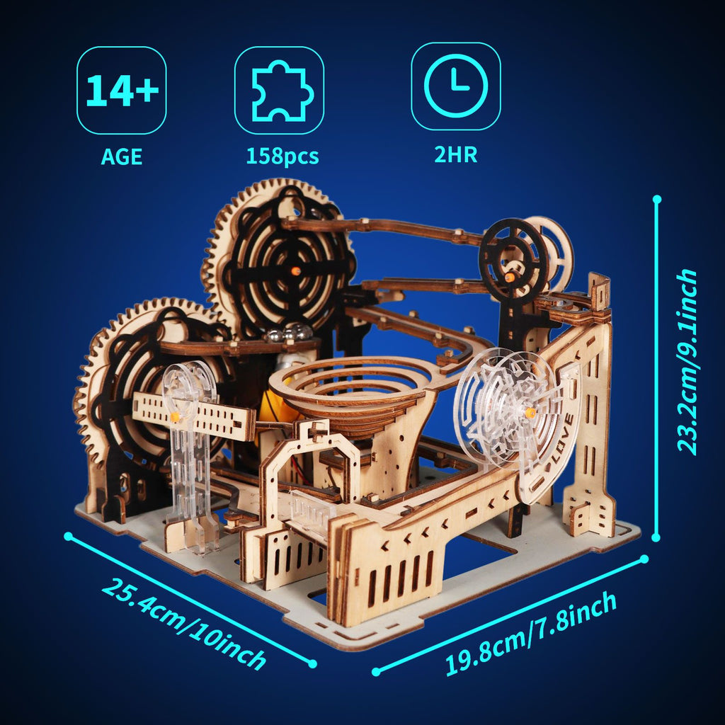 Music Park - Electric 3D Wooden Puzzles Marble Run Model Kits  Brain Teaser Puzzle DIY handmade Christmas gift(Without battery)