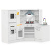 inQ Boutique - Interactive Kids Play Kitchen with Ice Maker & Chalkboard, Corner Design Pretend Cooking Set with Realistic Sound Effects-White