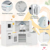 inQ Boutique - Interactive Kids Play Kitchen with Ice Maker & Chalkboard, Corner Design Pretend Cooking Set with Realistic Sound Effects-White