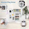 inQ Boutique - Interactive Kids Play Kitchen with Ice Maker & Chalkboard, Corner Design Pretend Cooking Set with Realistic Sound Effects-White