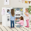 inQ Boutique - Interactive Kids Play Kitchen with Ice Maker & Chalkboard, Corner Design Pretend Cooking Set with Realistic Sound Effects-White