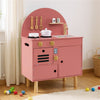 inQ Boutique - Pink Wooden Kids Play Kitchen with Interactive Stove & Sink, ASTM/CPSIA Compliant Pretend Cooking Set for Ages 3+