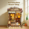 Music Park - 3d wooden puzzle for adults Morning Dew Florist book nook with lights model kit dollhouse DIY miniature house Birthday and Christmas gifts