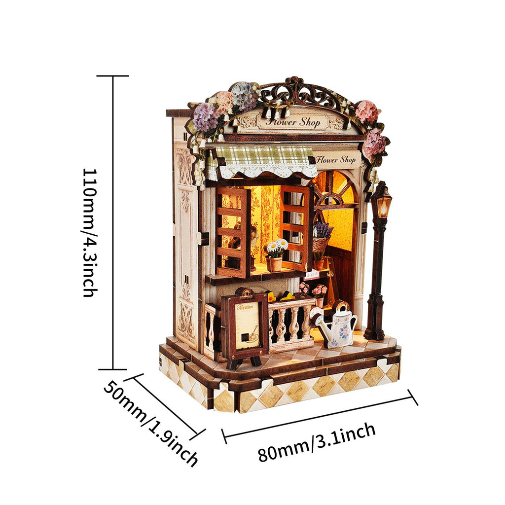 Music Park - 3d wooden puzzle for adults Morning Dew Florist book nook with lights model kit dollhouse DIY miniature house Birthday and Christmas gifts