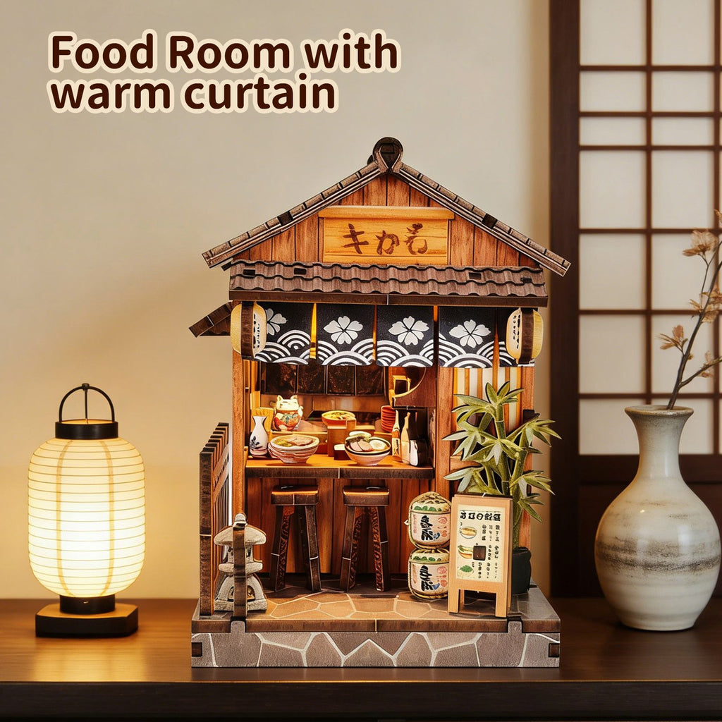 Music Park - 3d wooden puzzle for adults Noren Food House book nook with lights model kit dollhouse DIY miniature house Birthday and Christmas gifts