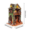 Music Park - 3d wooden puzzle for adults Owl Library book nook with lights model kit dollhouse DIY miniature house Birthday and Christmas gifts