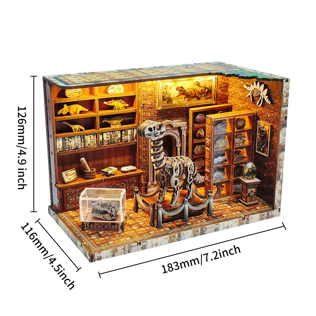 Music Park - 3d wooden puzzle for adults Dinosaur Laboratory book nook with lights model kit dollhouse DIY miniature house Birthday and Christmas gifts