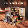 Music Park - 3d wooden puzzle for adults Corner Coffee Shop book nook with lights model kit dollhouse DIY miniature house Birthday and Christmas gifts