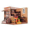 Music Park - 3d wooden puzzle for adults Corner Coffee Shop book nook with lights model kit dollhouse DIY miniature house Birthday and Christmas gifts