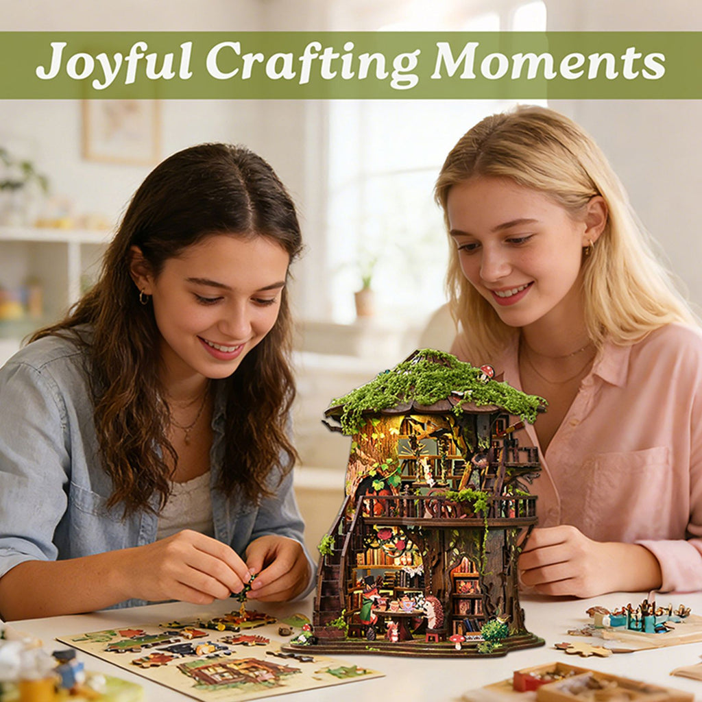 Music Park - MUSIC PARK 3D Wooden Puzzle For Adults Forest Whisper Tea Book Nook DIY Miniature House Assembly Model Stress Relief Toy Home Decor Gifts