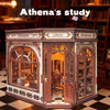 Music Park - 3d wooden puzzle for adults Athena's Study of Wisdom book nook with lights model kit dollhouse DIY miniature house Birthday and Christmas gifts