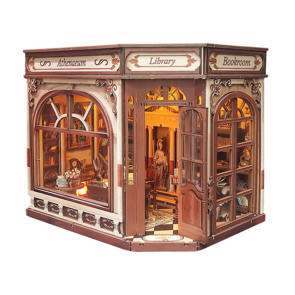 Music Park - 3d wooden puzzle for adults Athena's Study of Wisdom book nook with lights model kit dollhouse DIY miniature house Birthday and Christmas gifts
