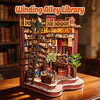 Music Park - 3d wooden puzzle for adults Winding Lane Library book nook with lights model kit dollhouse DIY miniature house Birthday and Christmas gifts