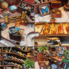 Music Park - 3d wooden puzzle for adults Winding Lane Library book nook with lights model kit dollhouse DIY miniature house Birthday and Christmas gifts