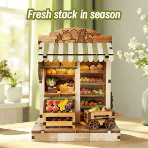 Music Park - 3d wooden puzzle for adults Seasonal Fresh Depot book nook with lights model kit dollhouse DIY miniature house Birthday and Christmas gifts