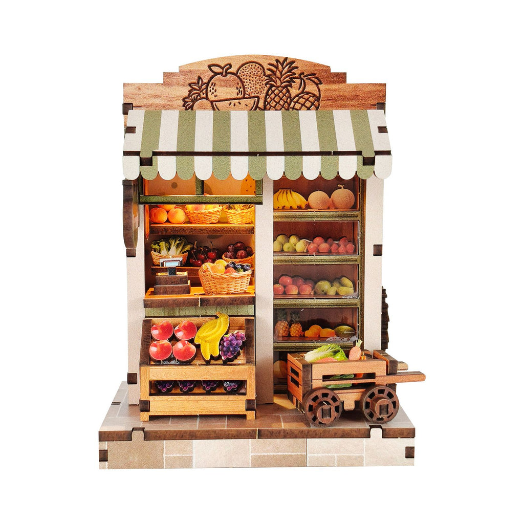 Music Park - 3d wooden puzzle for adults Seasonal Fresh Depot book nook with lights model kit dollhouse DIY miniature house Birthday and Christmas gifts