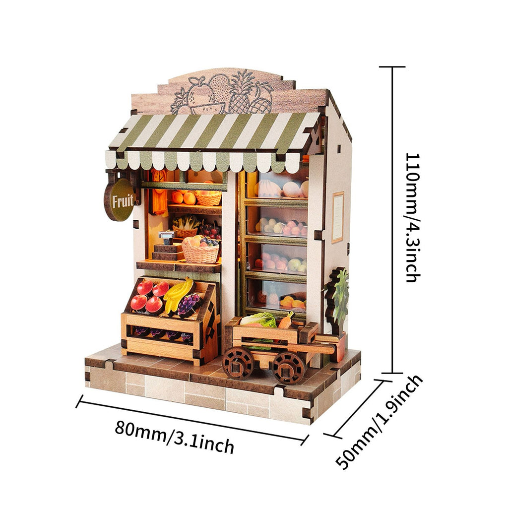 Music Park - 3d wooden puzzle for adults Seasonal Fresh Depot book nook with lights model kit dollhouse DIY miniature house Birthday and Christmas gifts