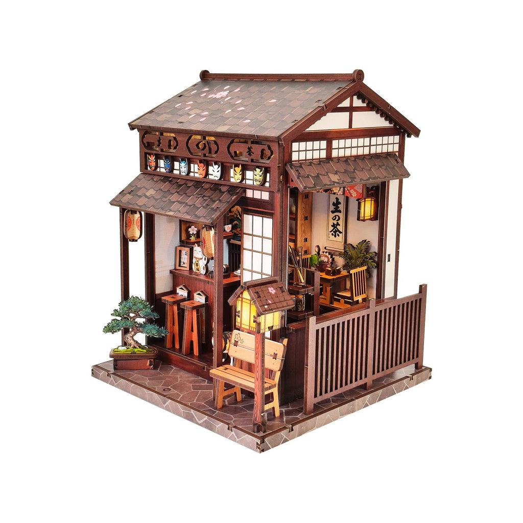 Music Park - 3d wooden puzzle for adults The Cherry Blossom Hut book nook with lights model kit dollhouse DIY miniature house Birthday and Christmas gifts