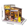 Music Park - 3d wooden puzzle for adults Moto Repair Garage book nook with lights model kit dollhouse DIY miniature house Birthday and Christmas gifts