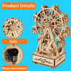 Music Park - 3D Wooden Puzzles Music Box Ferris Wheel DIY Crafts Handmade Model Kits for Women Birthday Gifts