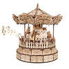 Music Park - 3d Wooden Puzzle Carousel Music Box Handmade Assembly Model Kit Holidays Birthdays Christmas Gifts