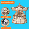 Music Park - 3d Wooden Puzzle Carousel Music Box Handmade Assembly Model Kit Holidays Birthdays Christmas Gifts