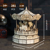 Music Park - 3d Wooden Puzzle Carousel Music Box Handmade Assembly Model Kit Holidays Birthdays Christmas Gifts