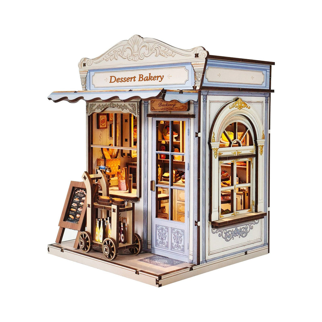 Music Park - 3d wooden puzzle for adults Rustic Grain Bakery book nook with lights model kit dollhouse DIY miniature house Birthday and Christmas gifts