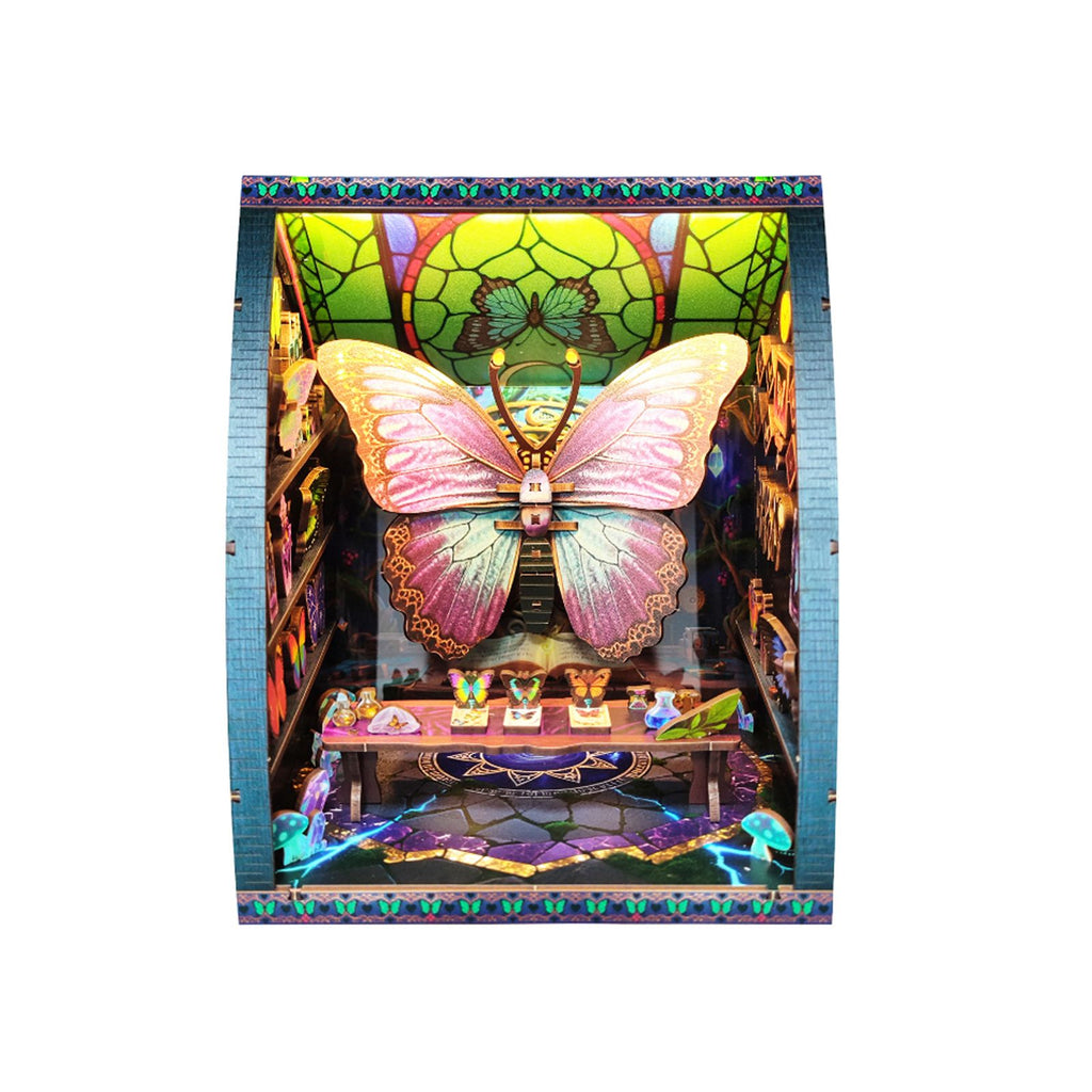 Music Park - 3d wooden puzzle for adults Butterfly Specimen Museum book nook with lights model kit dollhouse DIY miniature house Birthday and Christmas gifts