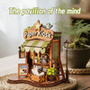 Music Park - 3d wooden puzzle for adults Reading Realm Pavilion book nook with lights model kit dollhouse DIY miniature house Birthday and Christmas gifts