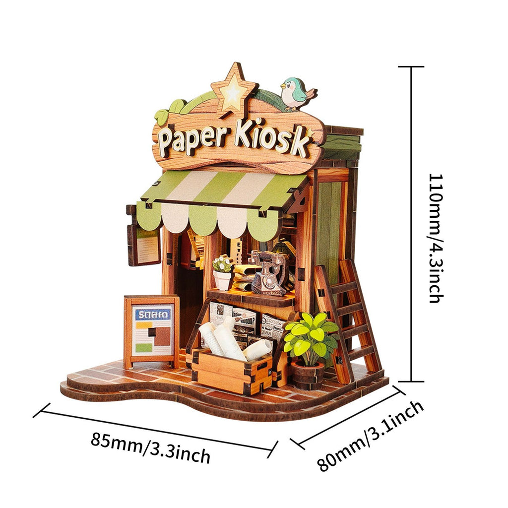 Music Park - 3d wooden puzzle for adults Reading Realm Pavilion book nook with lights model kit dollhouse DIY miniature house Birthday and Christmas gifts