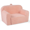 inQ Boutique - No-Assembly Kids Sofa, Soft Teddy Fleece Foam Couch with Carry Handle & Removable Washable Cover (Pink)