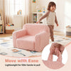 inQ Boutique - No-Assembly Kids Sofa, Soft Teddy Fleece Foam Couch with Carry Handle & Removable Washable Cover (Pink)
