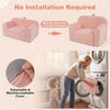 inQ Boutique - No-Assembly Kids Sofa, Soft Teddy Fleece Foam Couch with Carry Handle & Removable Washable Cover (Pink)