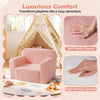 inQ Boutique - No-Assembly Kids Sofa, Soft Teddy Fleece Foam Couch with Carry Handle & Removable Washable Cover (Pink)