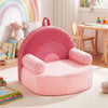 inQ Boutique - Pink Kids Sofa, Soft Teddy Fleece Foam Couch with Carry Handle & Removable Machine-Washable Cover