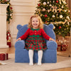 inQ Boutique - Bear-Shaped Kids Sofa, Teddy Fleece Foam Chair for Toddlers 3+, Portable Bear-Shaped Couch (Navy)
