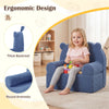 inQ Boutique - Bear-Shaped Kids Sofa, Teddy Fleece Foam Chair for Toddlers 3+, Portable Bear-Shaped Couch (Navy)