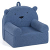 inQ Boutique - Bear-Shaped Kids Sofa, Teddy Fleece Foam Chair for Toddlers 3+, Portable Bear-Shaped Couch (Navy)