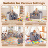 inQ Boutique - Kids Foam Sofa Chair with Teddy Fleece Fabric, Lightweight Portable Toddler Couch for Ages 3+ (Gray)