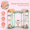 inQ Boutique - 3-Tier Dollhouse with 7 Rooms & 31 Cute Furniture, MDF+Pine Wood Corner Design Kids Toy