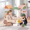 inQ Boutique - 3-Tier Dollhouse with 7 Rooms & 31 Cute Furniture, MDF+Pine Wood Corner Design Kids Toy