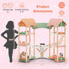 inQ Boutique - 3-Tier Dollhouse with 7 Rooms & 31 Cute Furniture, MDF+Pine Wood Corner Design Kids Toy