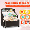 inQ Boutique - Dark Brown Multifunctional Kids Storage Cabinet with Large Capacity Toy Box and Display Shelf, Safe Rounded Corner Children Organizer for Toys Books